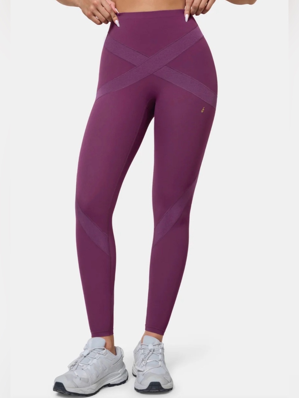 Fanka Performance Purple Solid High Rise Ankle Leggings Women's Regular 8 Logo